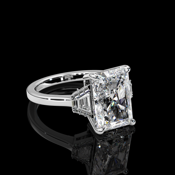 5.5 carat Three Stone Radiant cut Ring with Trapezoid Side Stones - Image 2