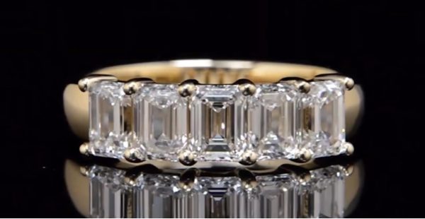 3 carat Emerald cut Wedding Band