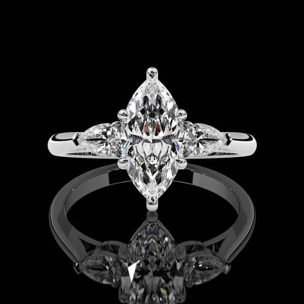 5.5 carat Marquis Three Stone Diamond Ring with Wedding Band - Image 5
