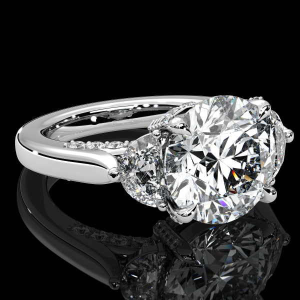 6.5 carat Three Stone Round Brilliant Diamond Ring