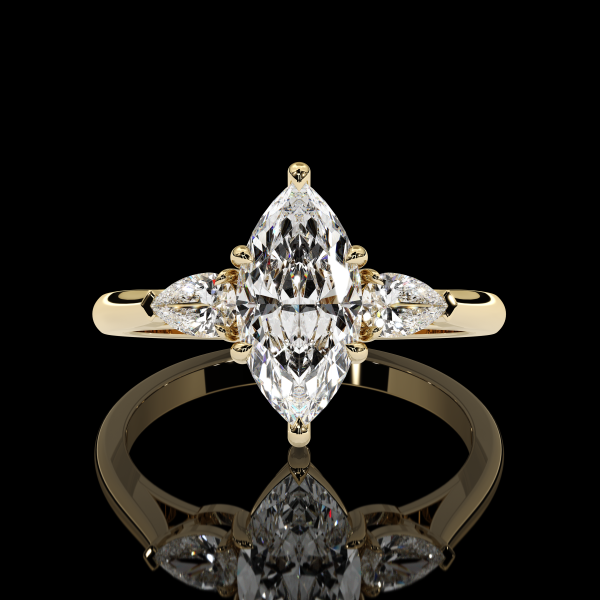 5.5 carat Marquis Three Stone Diamond Ring with Wedding Band - Image 2