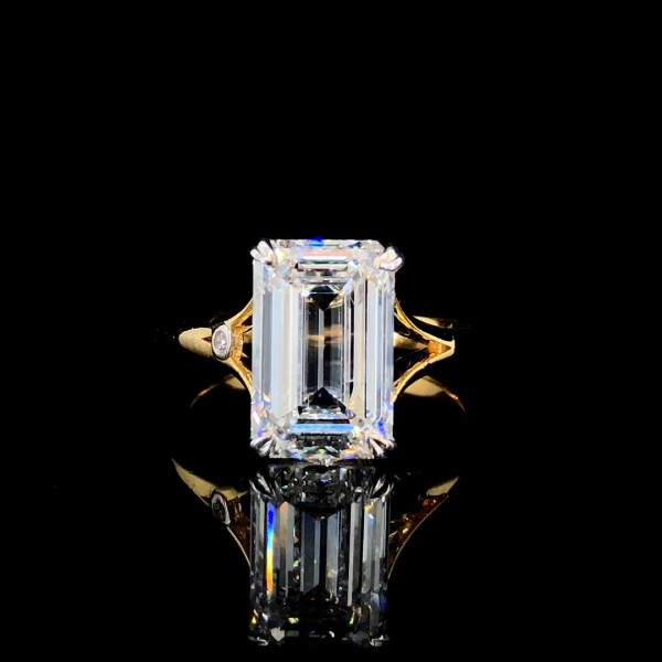 5 carat Emerald cut Split Shank Diamond Ring