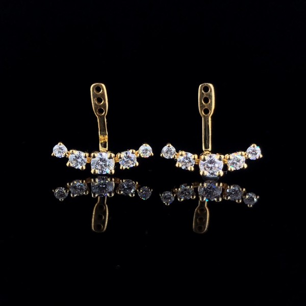 1 carat Yellow Gold Diamond Earring Jackets