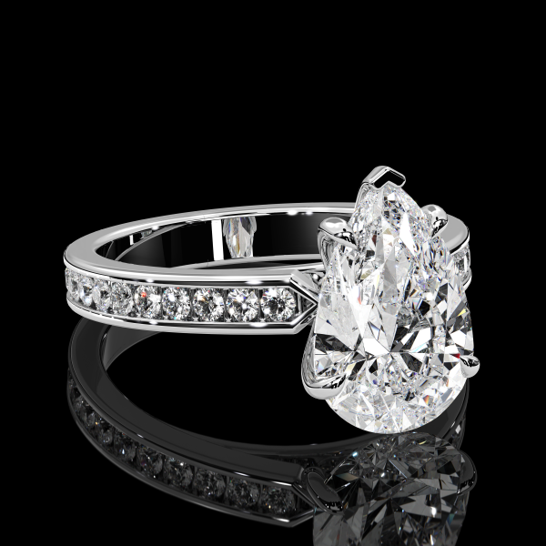 4.75 Pear Diamond Ring in Channel Setting - Image 2