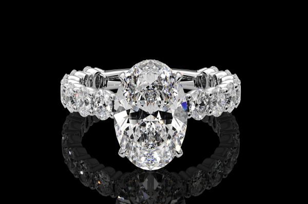 7.5 carat Oval Diamond Ring with Oval Side Stones