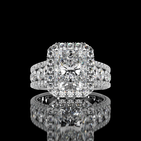 7 carat Radiant cut with Halo Diamond Ring