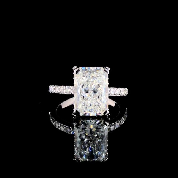 4.5 CT RADIANT CUT RING WITH HIDDEN HALO